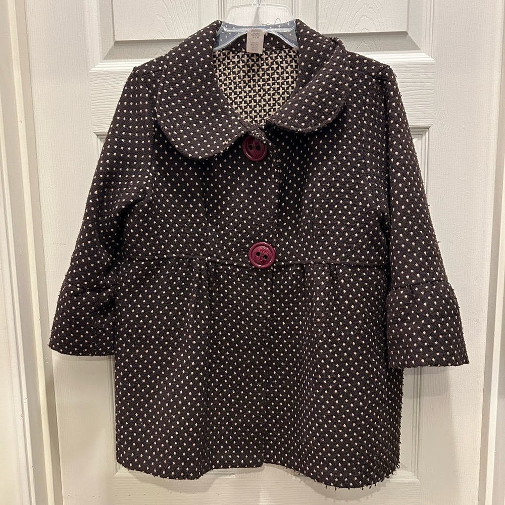 Francesca’s Collection - Brown Dotted Jacket with Collar Size Meduim